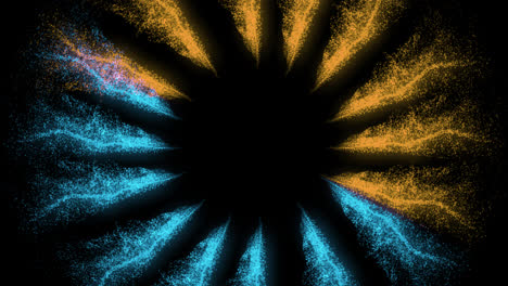 Abstrakte-Explosionsanimation-Mit-Partikelexplosionseffekt-Und-Schwarzem-Hintergrund